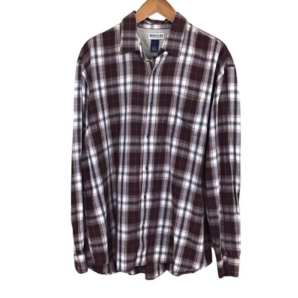 Magellan Sportswear Men's Brown Plaid Button Up Shirt XXL - Picture 2 of 10